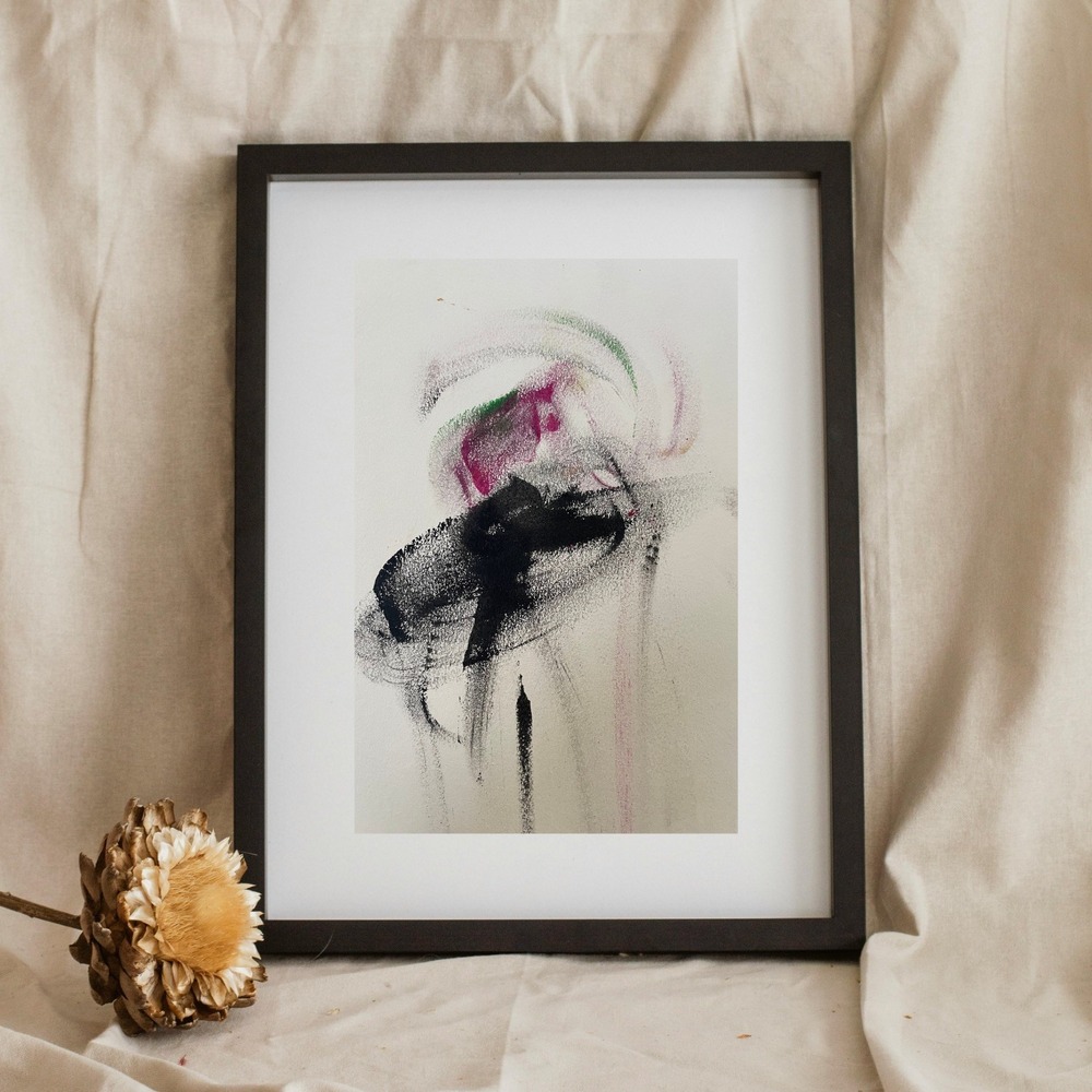 OMAN Original Abstract Expressionist Painting 5.5x8.5 Mixed Media Modern Art